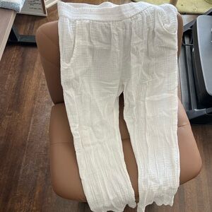 Rip Curl White Textured Elastic Waist Pants